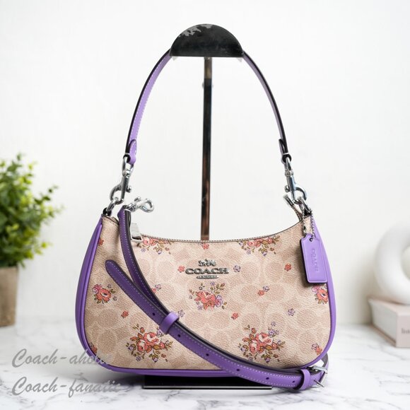 NWT Coach CAL37 Teri Shoulder Bag In Signature Canvas With Floral Print - Picture 1 of 10